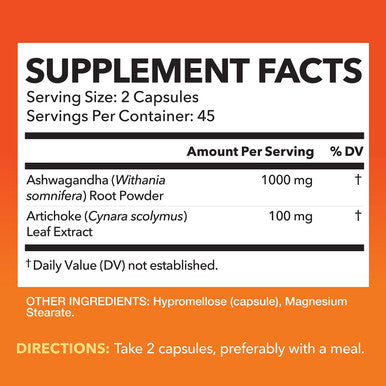 HAVASU NUTRITION Ashwagandha Capsules with Artichoke Extract to Support Stress Response Mood Support 1000 mg