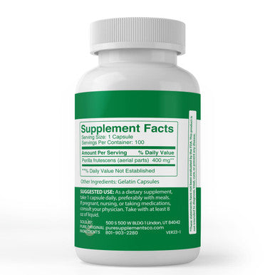 PURE ORIGINAL INGREDIENTS Perilla, (100 Capsules) Always Pure, No Additives Or Fillers, Lab Verified