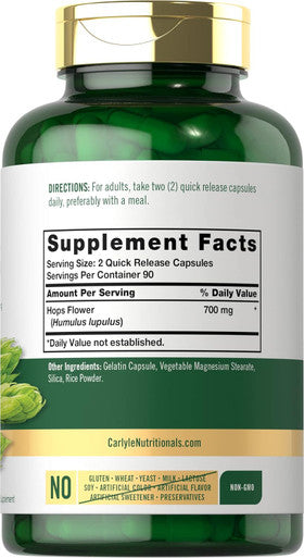 Carlyle Hops Supplement 700mg | 180 Capsules | Non-GMO & Gluten | Traditional Herb