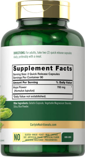 Carlyle Hops Supplement 700Mg | 180 Capsules | Non-Gmo & Gluten Free | Traditional Herb