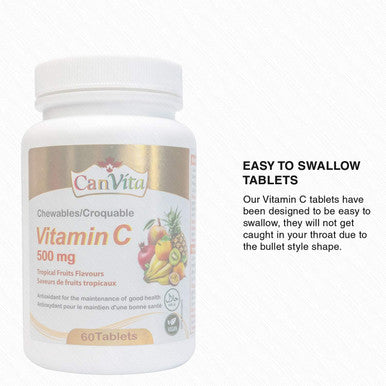 Canvita Halal Vitamin C 500mg All-In-One for Immunity Manage High-Blood Pressure and Memory Protection HALAL Certified and Made in Canada