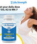 Life Strength Lifestrength Vitamin K2 (Mk7) + D3 25,000Iu Supplement - Extra Strength, Non Gmo, Easy To Swallow, No Fillers - Supports Immune & Bone Health