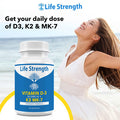 Life Strength Lifestrength Vitamin K2 (Mk7) + D3 25,000Iu Supplement - Extra Strength, Non Gmo, Easy To Swallow, No Fillers - Supports Immune & Bone Health