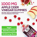 Nature'S Nutrition Apple Vinegar Gummy 1000mg Vegan Apple Cider Vinegar Gummies for Detox & Cleanse ACV Supplement with Vitamin B12 Beetroot & Pomegranate Non-GMO - 120 Gummies