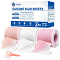 Silicone Scar Sheets,Silicone Scar Tape,Scar Tape For Surgical Scars,C-Section,Tummy Tuck,Keloid Bump Removal (1.6"X 19.7", 3 Rolls-Total 1.5M, Three-In-One Version, Pink/Beige/Clear)