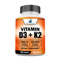 American Standard Supplements Vitamin D3 K2 (MK-7), Vitamin D3 (5000IU) + K2 (MK-7) 200mcg w/ Organic Coconut Oil 120 Veggie Capsules
