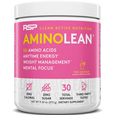AminoLean Pre Workout Energy (Pink Lemonade 30 Servings) with AminoLean Recovery Post Workout Boost (Blue Raspberry 30 Servings)