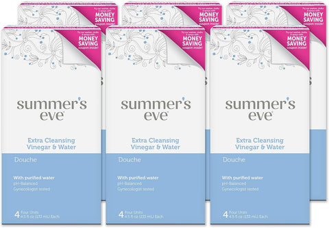 Summer's Eve Extra Cleansing Vinegar and Water Feminine Cleansing Douche, Odor Control, pH Balanced, Gynecologist Tested, with Comfortip, 4.5 Ounce Each, 2 Count (Pack of 6)