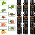 Aromatherapy Rosemary Essential Oil Set for Diffuser, 100% Pure Cedar Essential Oil Kit for Humidifier, 9x10ml Therapeutic Grade Essential Oils Set-Basil, Geranium, Grapefruit, Lemongrass, Orange Oil