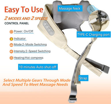 Neck And Back Massager With Soothing Heat,Deep Tissue 6D Expert Kneading Massage,Electric Kneading Back Massager,Massage Pillow For Pain Relief Deep Tissue.Electric Full Body Massager.For Parents