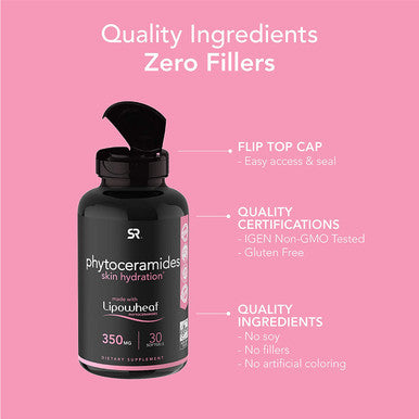 Phytoceramides 350mg Made with Clinically Proven Lipowheat Plant Derived and GMO with No Fillers or Synthetic Vitamins 30 Liquid softgels