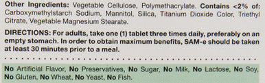 Nature's Bounty Sam-E Dietary Supplement Support Joint Health 400Mg 30 Tablets