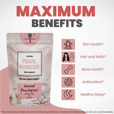 Nourishing Nutrients Pearl Powder Supplement for Skin Health - Anti-Aging Antioxidant & Collagen Production - Healthy Eyes Hair and Nails Supports Immunity Mood and Sleep - With Calcium and Amino Acids 60g 30 servings