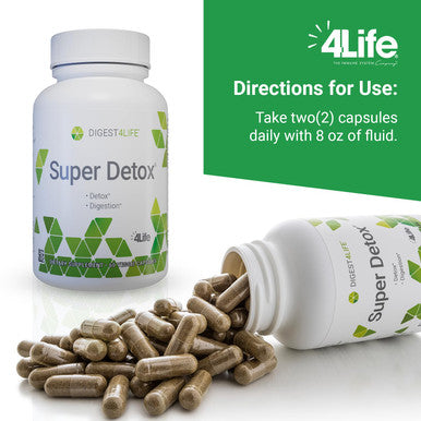 4Life Super Detox - Dietary Supplement Supports Detoxification and Healthy Liver Function - Supplement Formula with Artichoke Calcium D-Glucarate and Milk Thistle - 60 Capsules