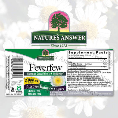 Nature'S Answer Alcohol- Feverfew 2000mg 1oz Extract | Promotes Overall Well-Being | Source of Parthenolide | No Artificial Flavors or Preservatives | Single Count