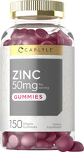 Zinc 50Mg Gummies | 150 Count | Vegan, Non-Gmo And Gluten Free Formula | Zinc Citrate Dietary Supplement | By Carlyle
