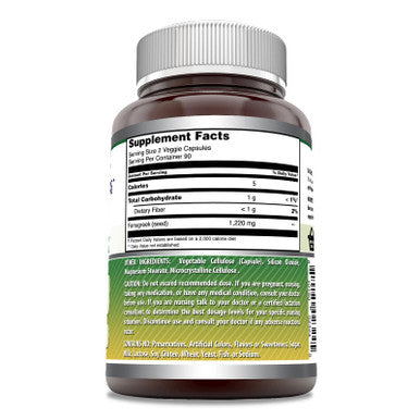 Amazing Formulas Fenugreek Seed 610 Mg 180 Veggie Capsules Supplement | Non-Gmo | Gluten Free | Made In Usa | Suitable For Vegetarians