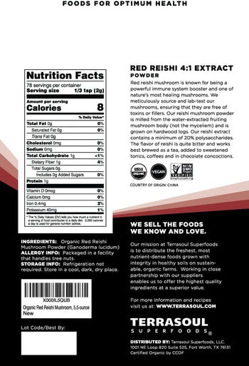 Terrasoul Superfoods Organic Reishi Mushroom Powder 41 Extract 11 Oz 2 Pack Immune Boosting Coffee Enhancer Deeper Sleep