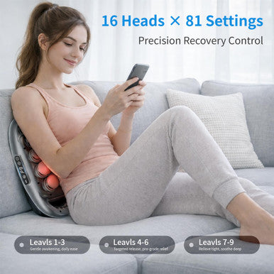 Binxalin 16 Head Deep Tissue Massage Gun Handheld Percussion Massager For Back Neck Shoulders & Legs 9 Modes 9 Intensities Muscle Recovery & Relaxation For Men & Women