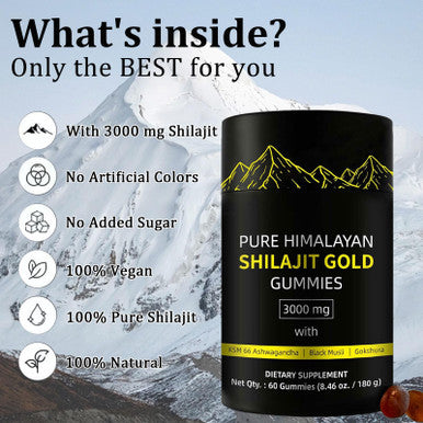 Shilajit Gummies UltimaPeak Pure Himalayan Shilajit for Men Lab Tested No Added Sugar Ashwagandha Gokshura Fulvic Acid & 85+ Trace Minerals for Men Women NonGMO 60 Gummy
