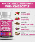 Clean Nutraceuticals Vaginal Probiotics For Women + Prebiotics 20 Billion Cranberry Pills 30,000Mg W/D-Mannose 500 Mg For Urinary Tract Health Ph Balance - For Vaginal Health Supplements Pills