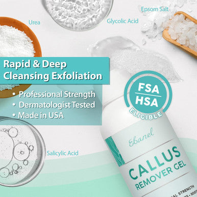 Ebanel Professional Callus Remover For Feet With 20% Urea, Epsom Salt, Salicylic Acid, Glycolic Acid, Heel Toe Foot Callus Remover Gel Peel Exfoliator Dead Skin Removal For Feet, Cracked Heel Repair
