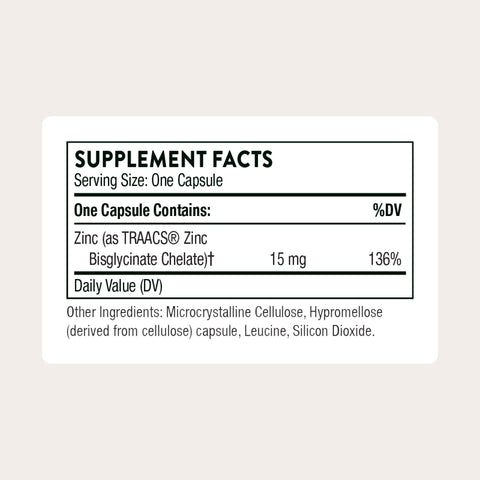 Thorne - Zinc Bisglycinate 15 Mg - Highly Absorbable Zinc Supplement - Supports Immune System Eye Skin & Reproductive Health - Third-Party Certified - Gluten Dairy & Soy-Free 60 Capsules