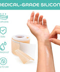 Medical Grade Soft Silicone Tape For Scar Removal (1''X 120'') Scar Treatment, 1 Roll 180Cm With 5Cm Crease Silicone Scar Sheets, Keloid Bump Removal Easy To Tear Without Scissors