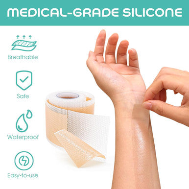 Medical Grade Soft Silicone Tape For Scar Removal (1''X 120'') Scar Treatment, 1 Roll 180Cm With 5Cm Crease Silicone Scar Sheets, Keloid Bump Removal Easy To Tear Without Scissors