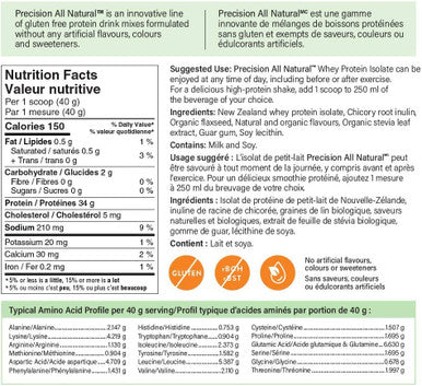 Precision All Natural Whey Isolate - Vanilla Dleight flavour, 850 g | Hormone-free and gluten-fee