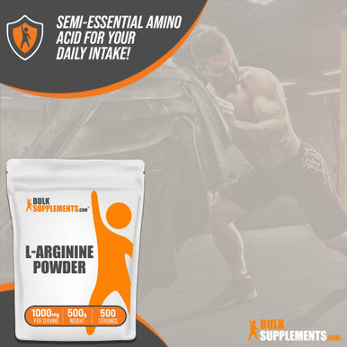 Bulksupplements.Com L-Arginine Powder - Arginine 1000Mg, Arginine Supplement - Nitric Oxide Supplement, Unflavored & Gluten Free, 1000Mg Per Serving, 500G (1.1 Lbs) (Pack Of 1)