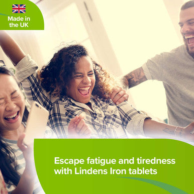 Lindens Iron 14mg - 120 Vegan Tablets - Reduce Tiredness, Increase Energy | Creates Healthy Red Blood Cells | Normal Oxygen Transportation | (4 Months Supply) | UK Manufacturer, Letterbox Friendly