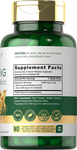 Carlyle Ginseng | 120 Capsules | 1200mg | Non-GMO and Gluten Supplement