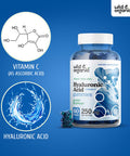 Wild & Organic Hyaluronic Gummies w/Vitamin C - Support Skin Hydration for Glow Reduce Wrinkle & Pigmentation - Pure HA Supplement w/Hair, Nails, Bone & Joint Health Formula - 60 Chews