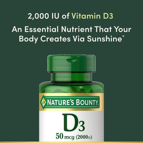 Nature'S Bounty Vitamin D3 2000 Iu Immune And Bone Support Vitamin Supplement 1 Per Day 240 Rapid Release Softgels (Pack Of 2)