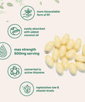 Micro Ingredients Vitamin B1 Benfotiamine 600mg Per Serving 240 Coconut Oil Softgels | Bioavailable B Vitamins Supplement Converted to Active Thiamine | Non-GMO Soy