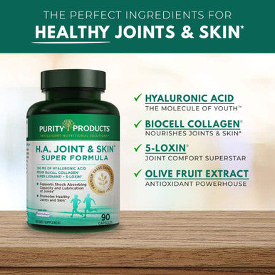 H.A. Joint and Skin Super Formula Purity Products Biocell Collagen w/Hyaluronic Acid Supports Healthy Joint Flexibility Healthy Synovial Fluid and Joint Lubrication 5Loxin 90 Capsules 1