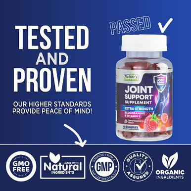 Joint Support Gummies Extra Strength Glucosamine & Vitamin E - Natural Joint & Flexibility Support Gummy - Best Cartilage & Immune Health Support Supplement for Women & Men - 60 Gummies
