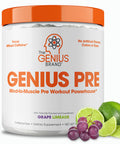 Genius Pre Workout Powder, Grape Limeade - All- Nootropic Pre-workout & -Free Nitric Oxide Booster Supplement with Beta Alanine & Alpha GPC - No Flavors, Sweeteners, or Dyes