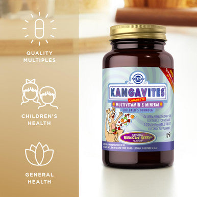 Solgar Kangavites Bouncin Berry Flavor - 120 Chewable Tablets - Complete Multivitamin & Mineral Formula For Children - Vegan Gluten Free