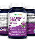 NusaPure Milk Thistle Extract 12500mg 200 Veggie Capsules (Vegetarian,Organic Milk Thistle, 50:1, Non-GMO, ) Max Strength - Standardized 80% Silymarin