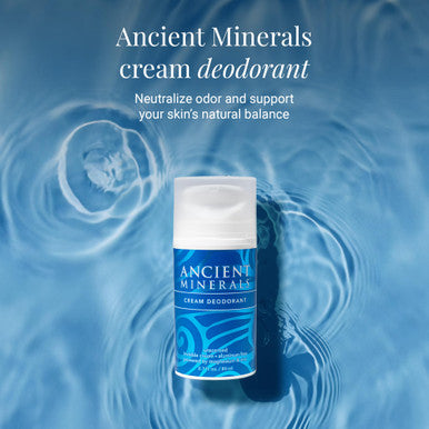 Ancient Minerals Natural Deodorant Cream Unscented Aluminum-Free with Magnesium Zinc & Vitamin E for Women and Men Vegan Formula for Sensitive Skin 24-Hour Odor Protection 2 oz
