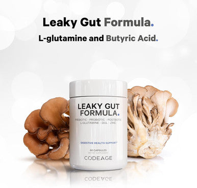 Codeage Leaky Gut Supplement L-Glutamine N-Acetylglucosamine Probiotic Butyric Acid Polyphenols Quercetin DGL Marshmallow Root Berberine BioPerine Cinnamon Vegan Non-GMO 60 Capsules