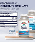 KAL Magnesium Glycinate, New & Improved Fully Chelated High Absorption Formula with BioPerine, Bisglycinate Chelate for Relaxation, Muscle & Bone Health Support, 60 Servings, 240 VegCaps
