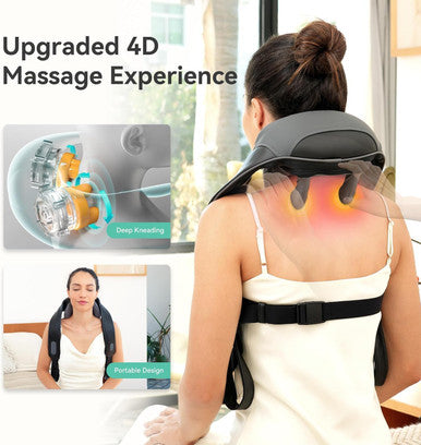 Snailax Cordless Neck Shoulder Massager With Soothing Heat, Fsa Hsa Eligible, Upgarded 4D Deep Tissue Kneading, Shiatsu Neck Back Massager Pillow For Neck, Traps, Back, Gifts For Men Women Mom Dad