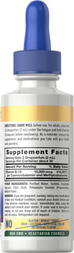 Carlyle Vitamin B12 Sublingual | 10,000Mcg | 2 Fl Oz | Vegetarian, Non-Gmo, Gluten Free Liquid