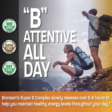 Bronson Vitamin B 100 Complex High Potency Sustained Release (Vitamin B1, B2, B3, B6, B9 - Folic , B12), 250 Tablets