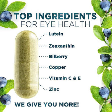 Eye Vitamin & Mineral Supplement - With Lutein, Zeaxanthin, Vitamin C, & Zinc - Natural Vision & Macular Health Support For Sensitivity & Dryness - 60 Capsules