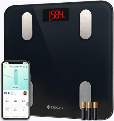 Etekcity Smart Scale for Body Weight, Digital Bathroom Weighing Machine Fat Percentage BMI Muscle, Accurate Composition Analyzer People, Bluetooth Electronic Measurement Tool, 400lb - 11.8 x 11.8 inches