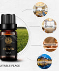 Aromatherapy Essential Oils, Vetiver Aromatherapy Essential Oils (0.33 oz - 10ml), 100% Pure Essential Oils Vetiver Scent for Diffuser, Humidifier, Massage, Aromatherapy, Skin & Hair Care